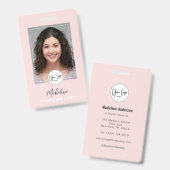 Blush Pink Script Logo Photo Makeup Ausweis (Vorder- & Rückseite)