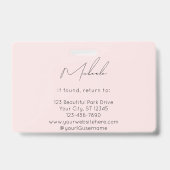 Blush Pink Script Logo Photo Makeup Ausweis (Back)