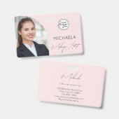 Blush Pink Script Logo Photo Makeup Ausweis (Front & Back)