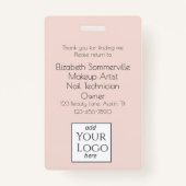 Blush Pink Script Logo Photo Makeup Ausweis (Rückseite)