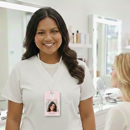 Blush Pink Script Logo Photo Makeup Ausweis