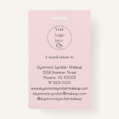 Blush Pink Script Logo Photo Makeup Ausweis (Rückseite)