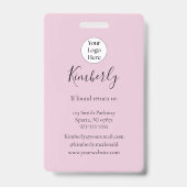 Blush Pink Script Logo Photo Makeup Ausweis (Rückseite)