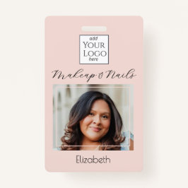 Blush Pink Script Logo Photo Makeup Ausweis