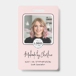 Blush Pink Script Logo Photo Makeup Ausweis