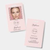 Blush Pink Script Logo Photo Makeup Ausweis (Front & Back)
