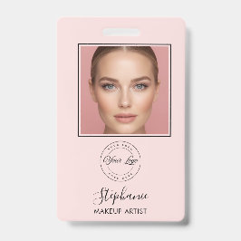 Blush Pink Script Logo Photo Makeup Ausweis