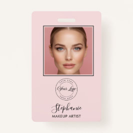 Blush Pink Script Logo Photo Makeup Ausweis