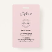 Blush Pink Script Logo Photo Makeup Ausweis (Rückseite)