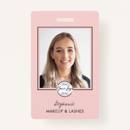 Blush Pink Script Logo Photo Makeup Ausweis