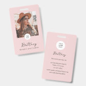 Blush Pink Script Logo Photo Makeup Badge Custom Ausweis (Front & Back)