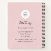 Blush Pink Script Logo Photo Makeup Customizable  Notizblock (Rückseite)