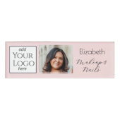 Blush Pink Script Logo Photo Makeup Namenschild (Vorderseite)