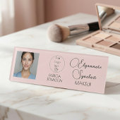 Blush Pink Script Logo Photo Makeup Namenschild