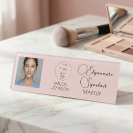 Blush Pink Script Logo Photo Makeup Namenschild