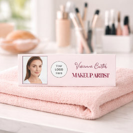 Blush Pink Script Logo Photo Makeup Namenschild