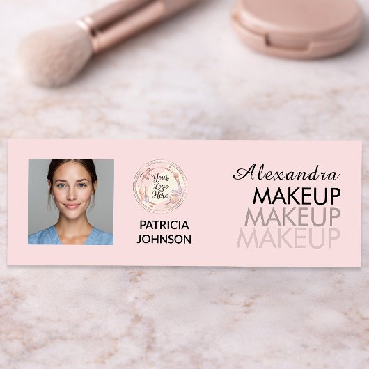 Blush Pink Script Logo Photo Makeup Namenschild
