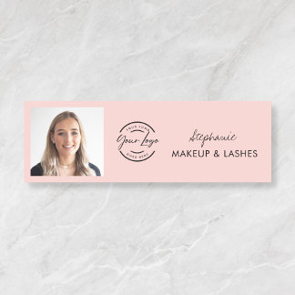 Blush Pink Script Logo Photo Makeup Namensschild