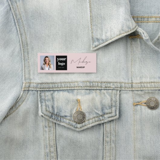 Blush Pink Script Logo Photo Makeup  Namensschild (Beispiel)