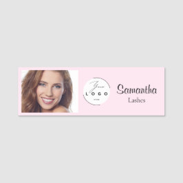 Blush Pink Script Logo Photo Makeup Namensschild