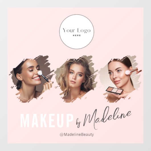 Blush Pink Script Logo Photo Makeup Studio Fensteraufkleber (Blatt)