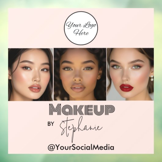 Blush Pink Script Logo Photo Makeup Studio Fensteraufkleber (Blatt 3)