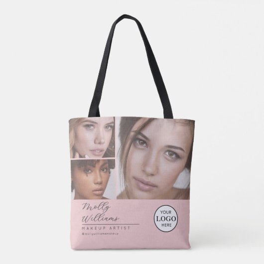 Blush Pink Script Logo Photo Makeup Studio Tasche (Rückseite)