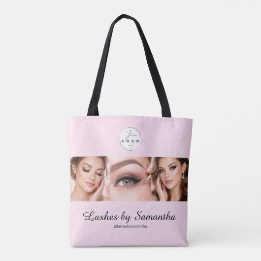 Blush Pink Script Logo Photo Makeup Studio Tasche (Rückseite)