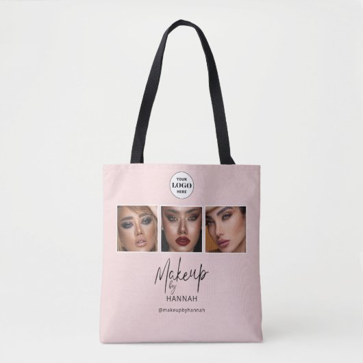 Blush Pink Script Logo Photo Makeup Studio Tasche (Vorderseite)