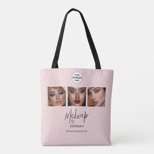 Blush Pink Script Logo Photo Makeup Studio Tasche (Rückseite)