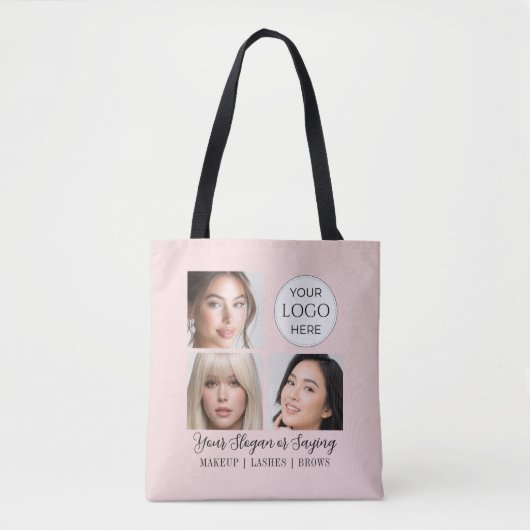 Blush Pink Script Logo Photo Makeup Studio Tasche (Vorderseite)