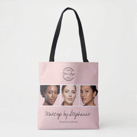 Blush Pink Script Logo Photo Makeup Studio Tasche (Vorderseite)