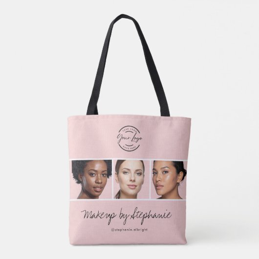 Blush Pink Script Logo Photo Makeup Studio Tasche (Rückseite)