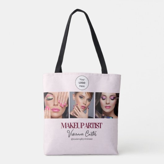 Blush Pink Script Logo Photo Makeup Studio Tasche (Rückseite)
