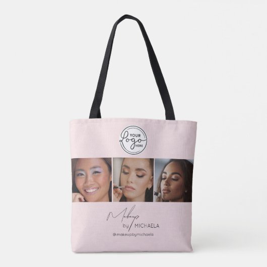 Blush Pink Script Logo Photo Makeup Studio Tasche (Rückseite)