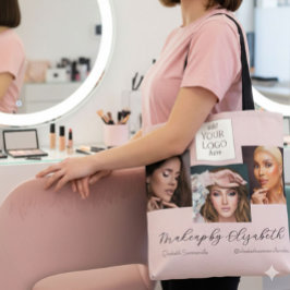 Blush Pink Script Logo Photo Makeup Studio Tasche