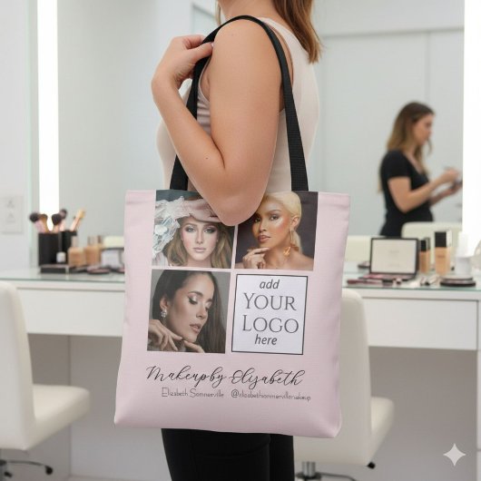 Blush Pink Script Logo Photo Makeup Studio Tasche