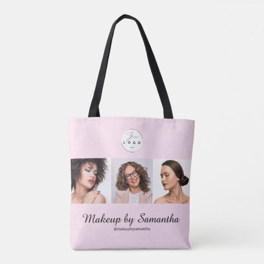 Blush Pink Script Logo Photo Makeup Studio Tasche (Rückseite)