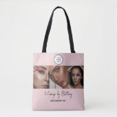 Blush Pink Script Logo Photo Makeup Studio  Tasche (Vorderseite)
