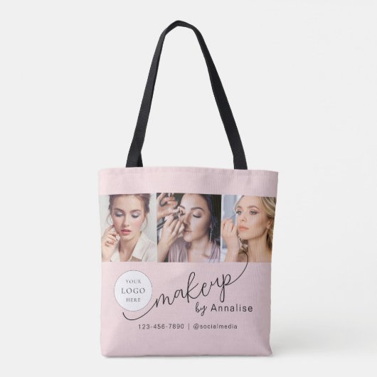 Blush Pink Script Logo Photo Makeup Studio Tasche (Rückseite)