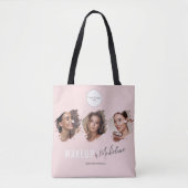 Blush Pink Script Logo Photo Makeup Studio Tasche (Vorderseite)