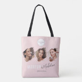 Blush Pink Script Logo Photo Makeup Studio Tasche (Rückseite)