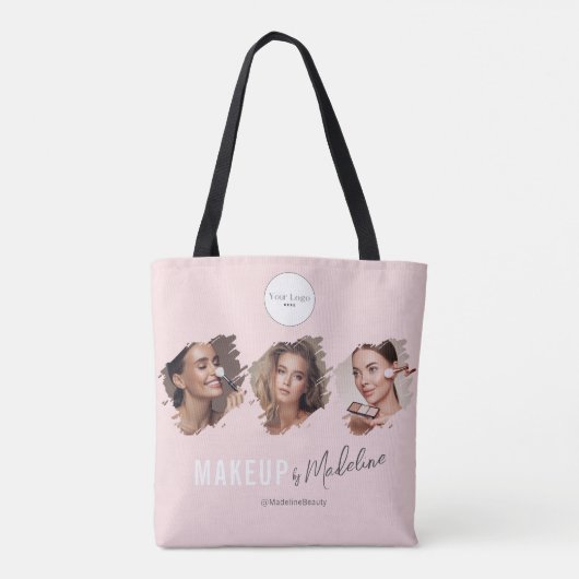Blush Pink Script Logo Photo Makeup Studio Tasche (Rückseite)