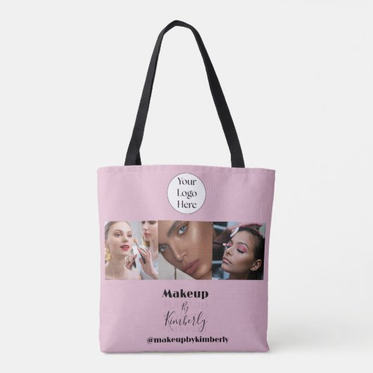 Blush Pink Script Logo Photo Makeup Studio Tasche (Rückseite)