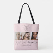 Blush Pink Script Logo Photo Makeup Studio Tote  Tasche (Rückseite)