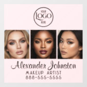 Blush Pink Script Logo Photo Makeup Studio Window Fensteraufkleber (Blatt)