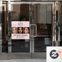 Blush Pink Script Logo Photo Makeup Studio Window Fensteraufkleber