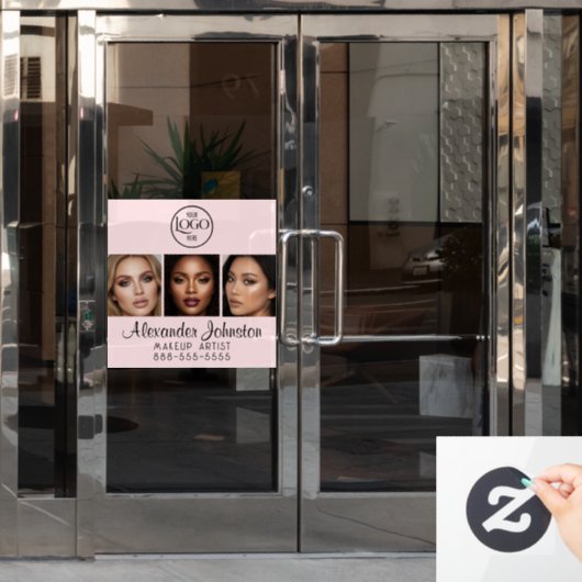 Blush Pink Script Logo Photo Makeup Studio Window Fensteraufkleber (Büro Tür)