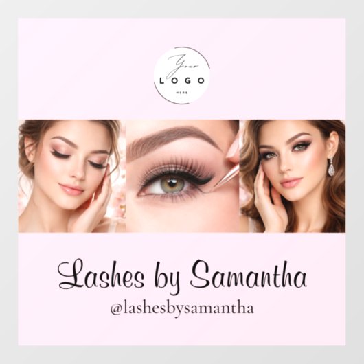 Blush Pink Script Logo Photo Makeup Studio Window Fensteraufkleber (Blatt)