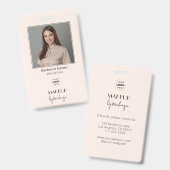Blush Pink Script Logo Photo Makeup Stylist Ausweis (Vorder- & Rückseite)